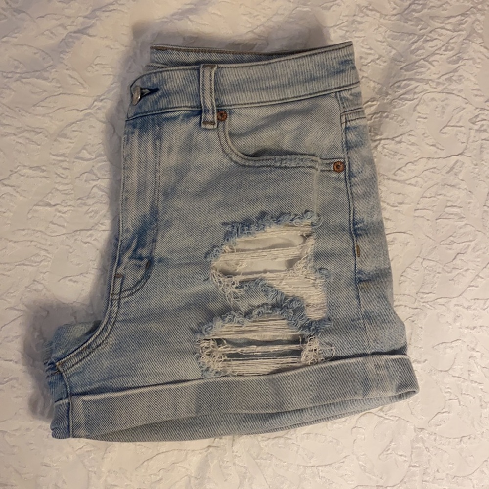 American eagle stretch distressed mom shorts 6